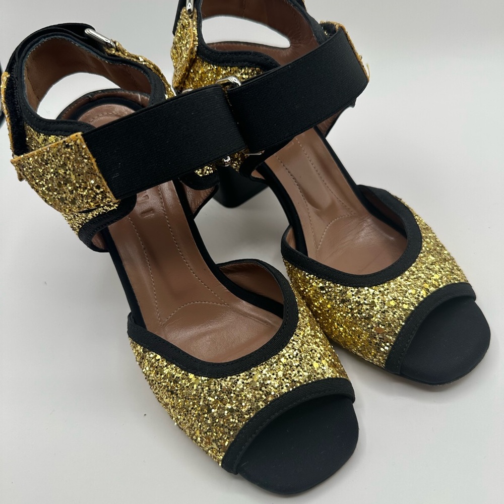 Marni high top open toe sling back gold glitter sandals 37,5